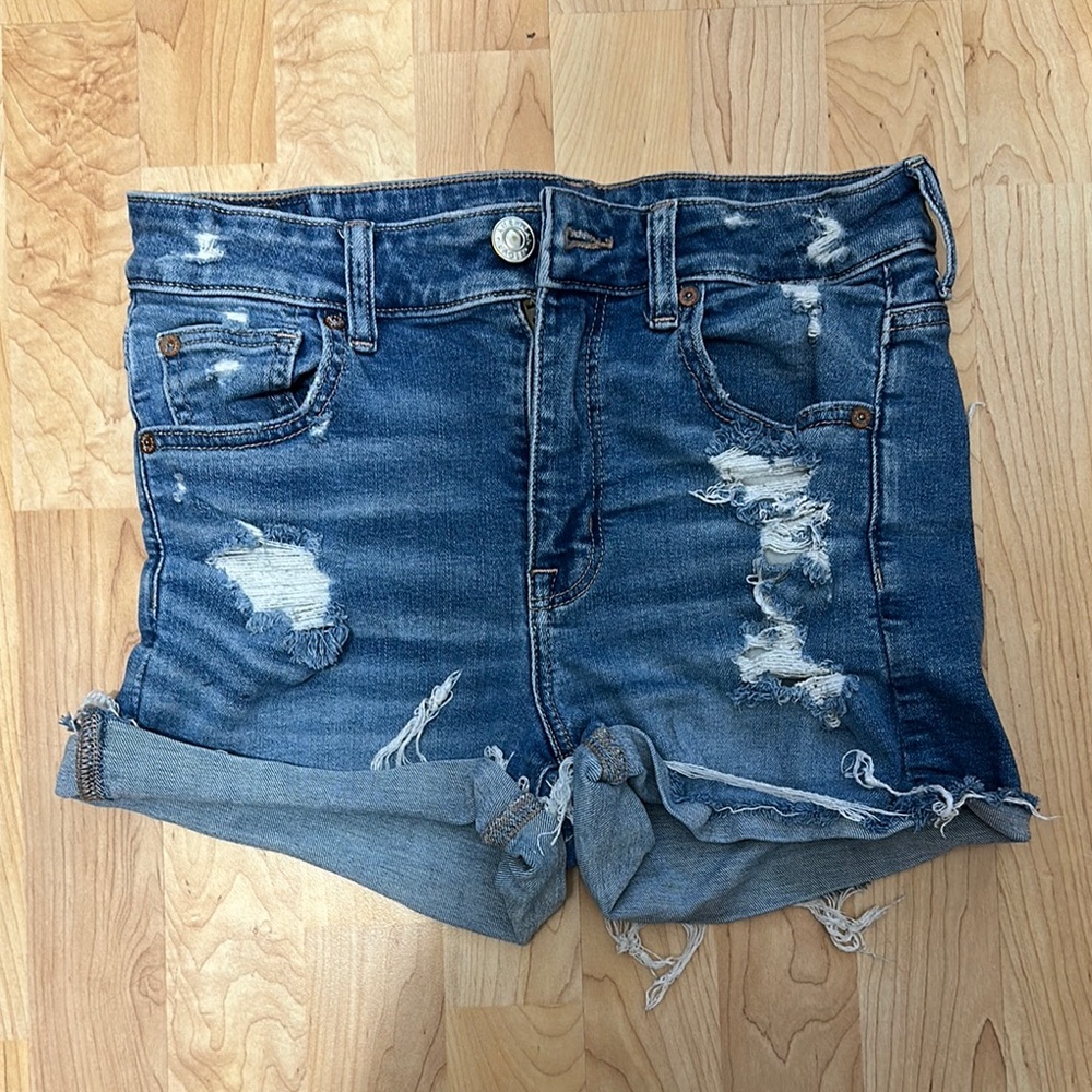 American Eagle Outfitters Blue Jean Shorts Distressed Style